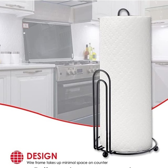 Home Basics Minimalist Wire Paper Towel Holder Dispenser Stand Black Set of 2 . - Picture 7 of 12